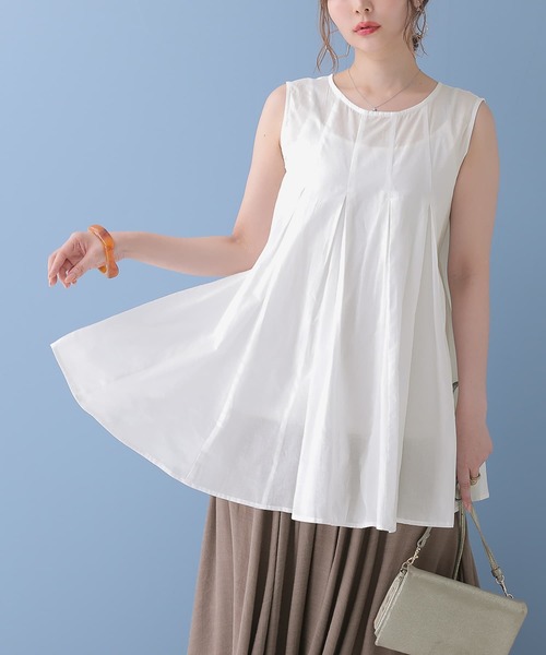 osharewalker（オシャレウォーカー）の「【廃盤】『タック切替フレアロングタンクトップ』（タンクトップ・レディース・グレー/レッド/オフホワイト・1/2）」の12枚目の写真