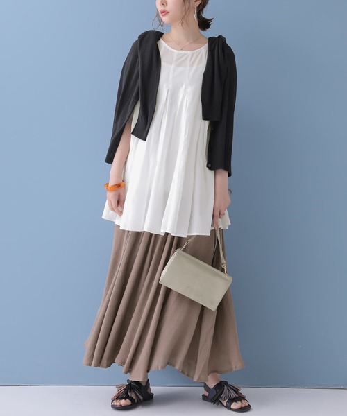 osharewalker（オシャレウォーカー）の「【廃盤】『タック切替フレアロングタンクトップ』（タンクトップ・レディース・グレー/レッド/オフホワイト・1/2）」の13枚目の写真