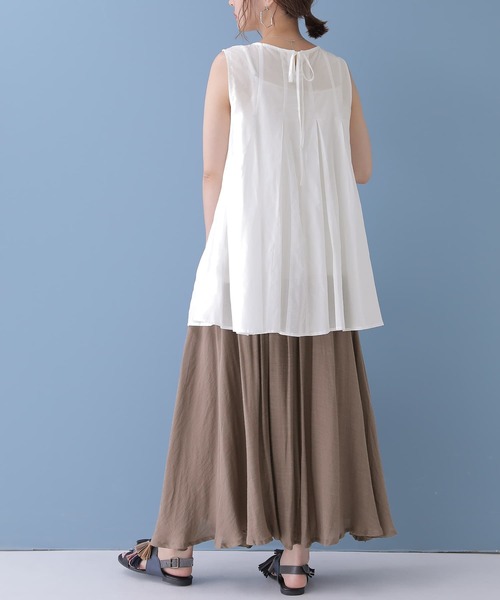 osharewalker（オシャレウォーカー）の「【廃盤】『タック切替フレアロングタンクトップ』（タンクトップ・レディース・グレー/レッド/オフホワイト・1/2）」の14枚目の写真