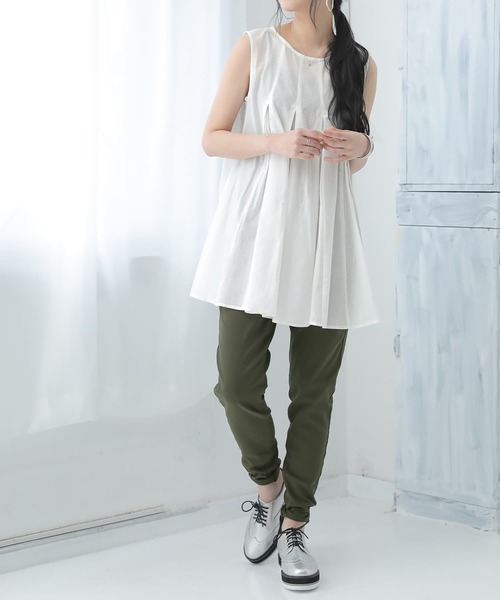 osharewalker（オシャレウォーカー）の「【廃盤】『タック切替フレアロングタンクトップ』（タンクトップ・レディース・グレー/レッド/オフホワイト・1/2）」の15枚目の写真