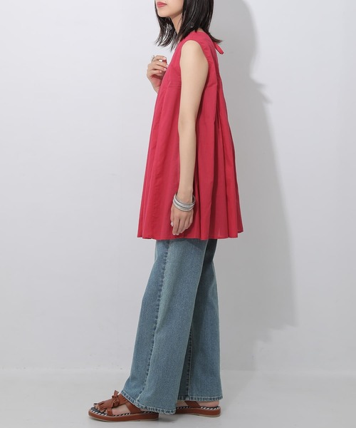 osharewalker（オシャレウォーカー）の「【廃盤】『タック切替フレアロングタンクトップ』（タンクトップ・レディース・グレー/レッド/オフホワイト・1/2）」の6枚目の写真