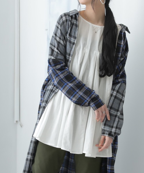 osharewalker（オシャレウォーカー）の「【廃盤】『タック切替フレアロングタンクトップ』（タンクトップ・レディース・グレー/レッド/オフホワイト・1/2）」の16枚目の写真