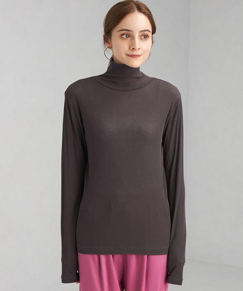 green label relaxing（グリーンレーベルリラクシング）の「バックメロー シアー タートルネック プルオーバー カットソー（Tシャツ/カットソー・レディース・ライトブルー/オフホワイト/ダークグレー・FREE）」の4枚目の写真