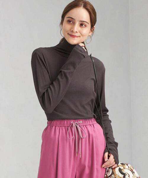 green label relaxing（グリーンレーベルリラクシング）の「バックメロー シアー タートルネック プルオーバー カットソー（Tシャツ/カットソー・レディース・ライトブルー/オフホワイト/ダークグレー・FREE）」の7枚目の写真