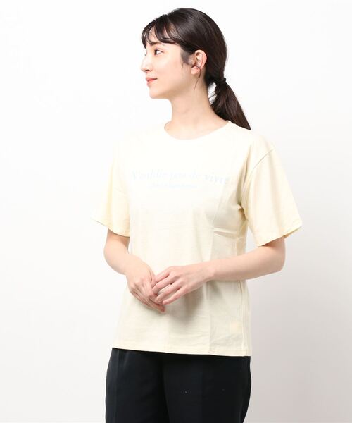 Monocoro toppi(モノコロトッピ)の「シンプルカラーロゴTシャツ(Tシャツ/カットソー・レディース・ホワイト/ベージュ・M)」の5枚目の写真