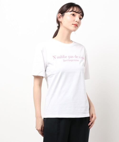 Monocoro toppi(モノコロトッピ)の「シンプルカラーロゴTシャツ(Tシャツ/カットソー・レディース・ホワイト/ベージュ・M)」の6枚目の写真
