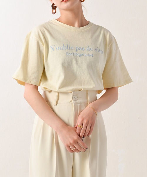 Monocoro toppi(モノコロトッピ)の「シンプルカラーロゴTシャツ(Tシャツ/カットソー・レディース・ホワイト/ベージュ・M)」の9枚目の写真
