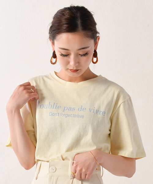 Monocoro toppi(モノコロトッピ)の「シンプルカラーロゴTシャツ(Tシャツ/カットソー・レディース・ホワイト/ベージュ・M)」の10枚目の写真