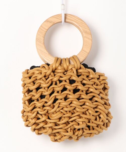 ALIENINA(アリエニーナ)の「【ALIENINA/アリエニーナ】ウッドハンドル ハンド ショルダー コットン ロープバッグ(ハンドバッグ・レディース・ライトグレー/ベージュ/マスタード/チョコ・FREE)」の4枚目の写真