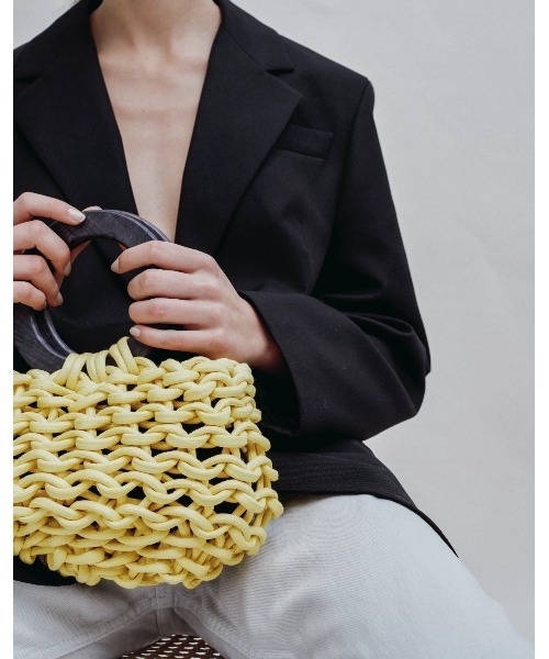 ALIENINA(アリエニーナ)の「【ALIENINA/アリエニーナ】ウッドハンドル ハンド ショルダー コットン ロープバッグ(ハンドバッグ・レディース・ライトグレー/ベージュ/マスタード/チョコ・FREE)」の12枚目の写真