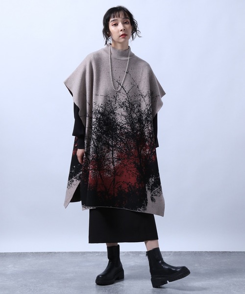 HARE(ハレ)の「ランドスケープポンチョ(HARE)(ポンチョ・レディース・ブラック/ベージュ・FREE)」の15枚目の写真