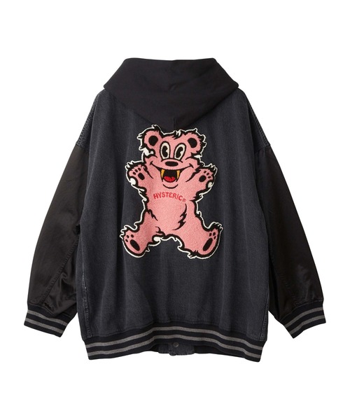HYSTERIC GLAMOUR(ヒステリックグラマー)の「FIRE BEARアップリケ リメイクデニムブルゾン(ブルゾン・レディース・ブラック/インディゴブルー・FREE)」の3枚目の写真