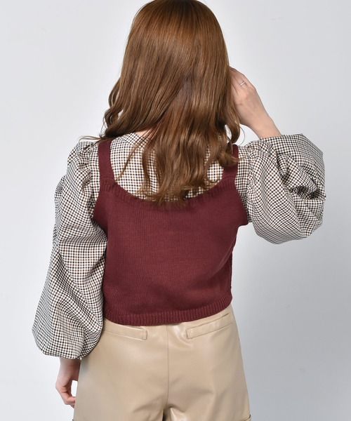ems excite(エムズエキサイト)の「【セットアイテム】ニットビスチェ+チェックブラウス(ベスト・レディース・アイボリー/グリーン/ボルドー・FREE)」の16枚目の写真