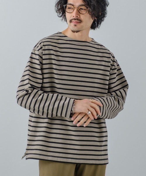 USコットンビッグシルエットボートネックバスクシャツ
