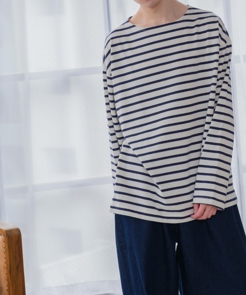 improves(インプローブス)の「USコットン ビッグシルエット ボートネック バスクシャツ(Tシャツ/カットソー・メンズ・ブラック/A/グリーン/D/オフホワイト/B/ブルー/C/E/F・LARGE/MEDIUM)」の15枚目の写真