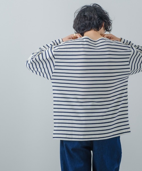USコットンビッグシルエットボートネックバスクシャツ
