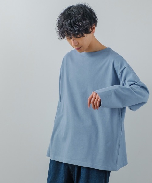 USコットンビッグシルエットボートネックバスクシャツ