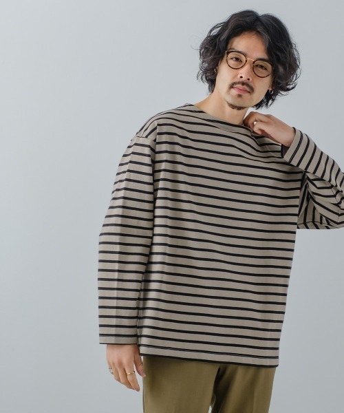 USコットンビッグシルエットボートネックバスクシャツ