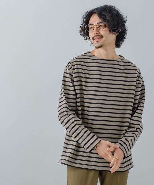 USコットンビッグシルエットボートネックバスクシャツ