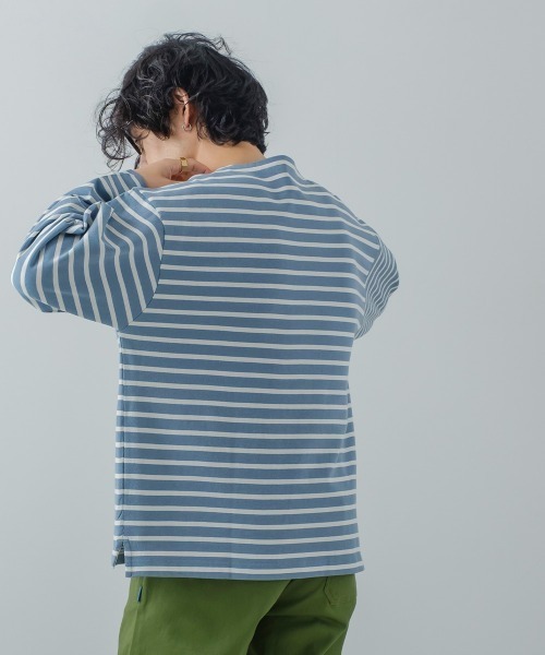 USコットンビッグシルエットボートネックバスクシャツ