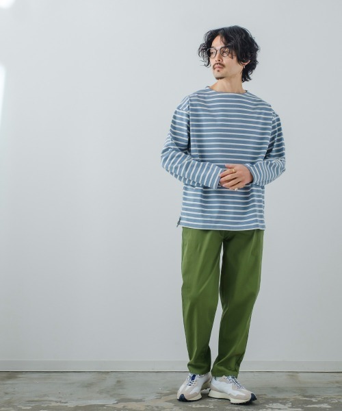 USコットンビッグシルエットボートネックバスクシャツ