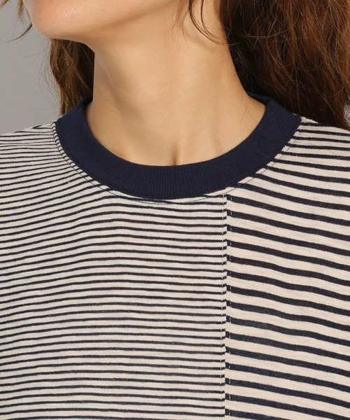 niko and...(ニコアンド)の「ミックスボーダーリンガーロンT(Tシャツ/カットソー・レディース・ネイビー/ブルー/ベージュ・MEDIUM/LARGE)」の9枚目の写真