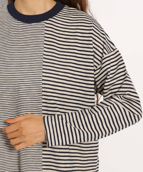 niko and...(ニコアンド)の「ミックスボーダーリンガーロンT(Tシャツ/カットソー・レディース・ネイビー/ブルー/ベージュ・MEDIUM/LARGE)」の10枚目の写真