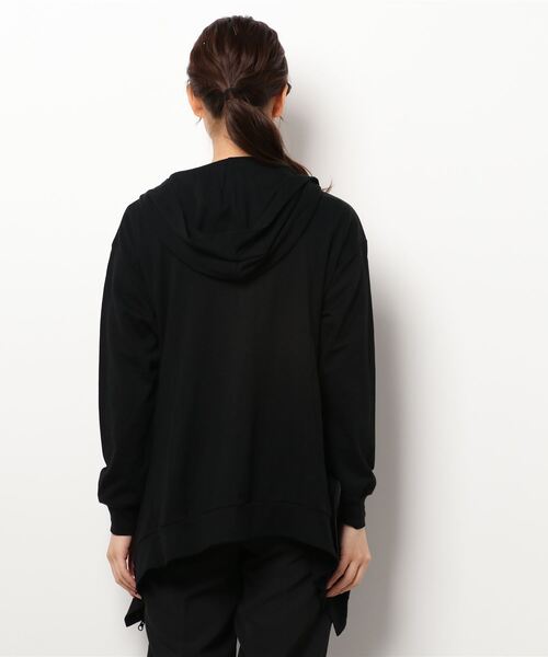 gomme（ゴム）の「60/-ファイン裏毛　ラッフルパーカー（パーカー・レディース・ブラック・MEDIUM）」の3枚目の写真