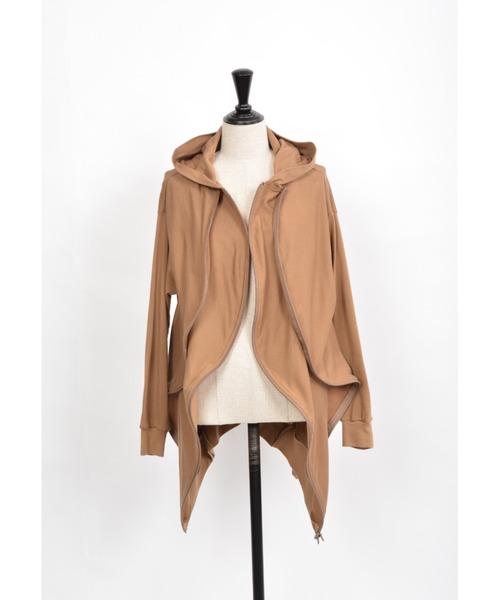 gomme（ゴム）の「60/-ファイン裏毛　ラッフルパーカー（パーカー・レディース・ブラック・MEDIUM）」の6枚目の写真