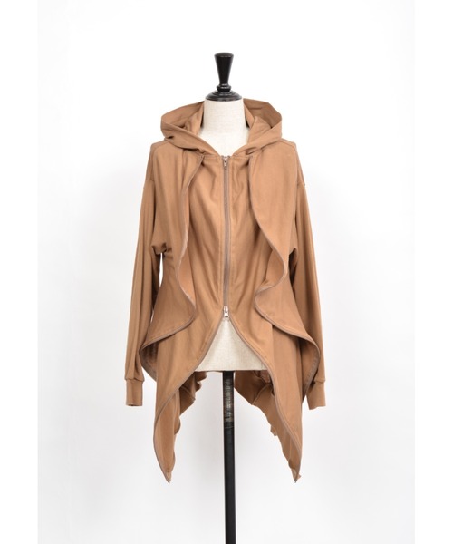 gomme（ゴム）の「60/-ファイン裏毛　ラッフルパーカー（パーカー・レディース・ブラック・MEDIUM）」の7枚目の写真