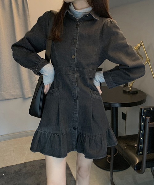 aimoha（アイモハ）の「デニムワンピース（ワンピース・レディース・ブラック・SMALL/MEDIUM）」の5枚目の写真