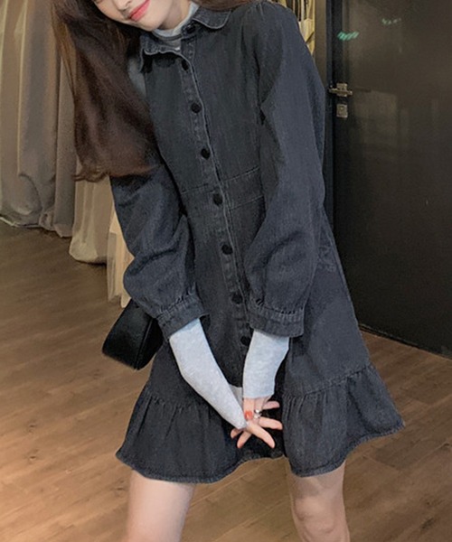 aimoha（アイモハ）の「デニムワンピース（ワンピース・レディース・ブラック・SMALL/MEDIUM）」の6枚目の写真