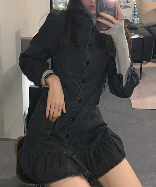 aimoha（アイモハ）の「デニムワンピース（ワンピース・レディース・ブラック・SMALL/MEDIUM）」の7枚目の写真