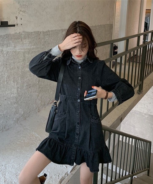 aimoha（アイモハ）の「デニムワンピース（ワンピース・レディース・ブラック・SMALL/MEDIUM）」の17枚目の写真