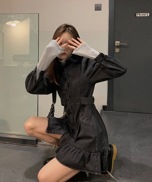 aimoha（アイモハ）の「デニムワンピース（ワンピース・レディース・ブラック・SMALL/MEDIUM）」の16枚目の写真