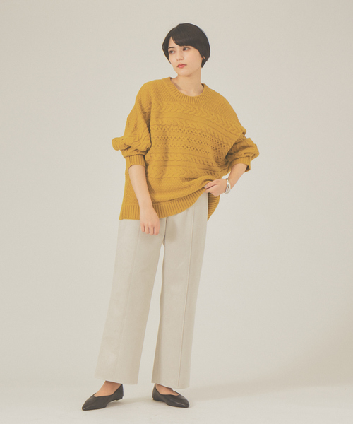 abahouse mavie（アバハウスマヴィ）の「横ケーブルプルオーバー（ニット/セーター・レディース・ホワイト/ブラック/マスタード・フリー）」の4枚目の写真