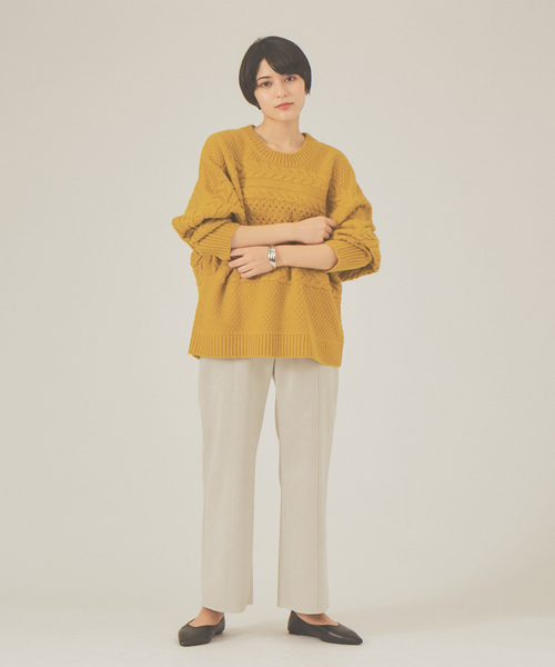 abahouse mavie（アバハウスマヴィ）の「横ケーブルプルオーバー（ニット/セーター・レディース・ホワイト/ブラック/マスタード・フリー）」の5枚目の写真