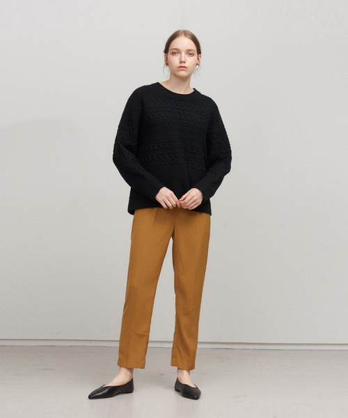 abahouse mavie（アバハウスマヴィ）の「横ケーブルプルオーバー（ニット/セーター・レディース・ホワイト/ブラック/マスタード・フリー）」の12枚目の写真