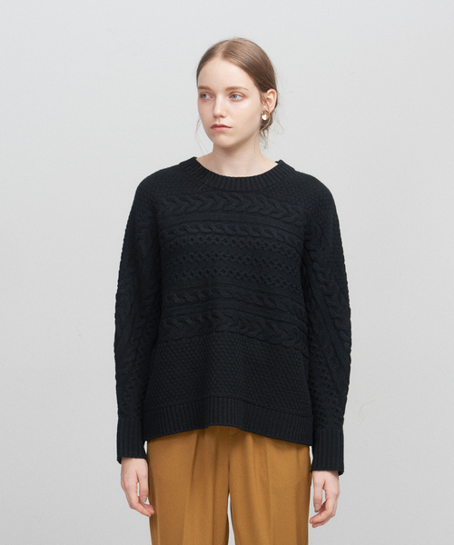 abahouse mavie（アバハウスマヴィ）の「横ケーブルプルオーバー（ニット/セーター・レディース・ホワイト/ブラック/マスタード・フリー）」の17枚目の写真