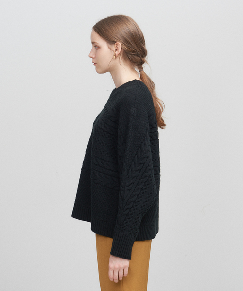 abahouse mavie（アバハウスマヴィ）の「横ケーブルプルオーバー（ニット/セーター・レディース・ホワイト/ブラック/マスタード・フリー）」の18枚目の写真