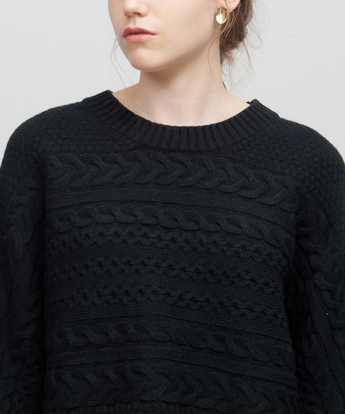 abahouse mavie（アバハウスマヴィ）の「横ケーブルプルオーバー（ニット/セーター・レディース・ホワイト/ブラック/マスタード・フリー）」の20枚目の写真