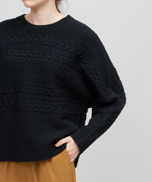abahouse mavie（アバハウスマヴィ）の「横ケーブルプルオーバー（ニット/セーター・レディース・ホワイト/ブラック/マスタード・フリー）」の21枚目の写真