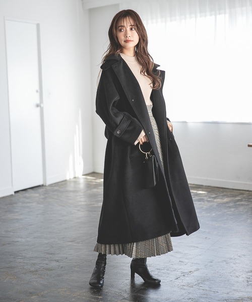 mysty woman（ミスティウーマン）の「ニット×プリーツ切替ワンピース 259252（ワンピース・レディース・ブラック/ベージュ・FREE）」の10枚目の写真