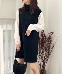 スリーブコンシャスニットワンピ