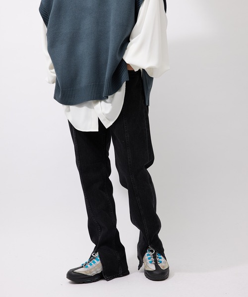 re_k by JUNRED（レクバイジュンレッド）の「【　re_k by JUNRed　】レングスが選べるセンターカットスリムデニムパンツ（デニムパンツ・メンズ・ブラック/ブルー・S/M/L/S1/M1/L1）」の17枚目の写真