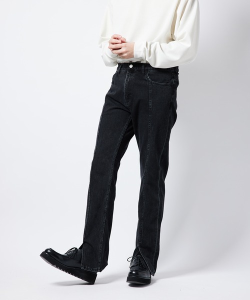 re_k by JUNRED（レクバイジュンレッド）の「【　re_k by JUNRed　】レングスが選べるセンターカットスリムデニムパンツ（デニムパンツ・メンズ・ブラック/ブルー・S/M/L/S1/M1/L1）」の6枚目の写真