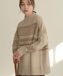 earth music&ecology | 幾何ジャガードニットプルオーバー＊(ニット/セーター)