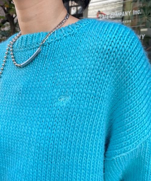 WHO'S WHO gallery（フーズフーギャラリー）の「ロービングカラーニット（ニット/セーター・レディース・パープル/グリーン/ピンク/サックスブルー・FREE）」の7枚目の写真