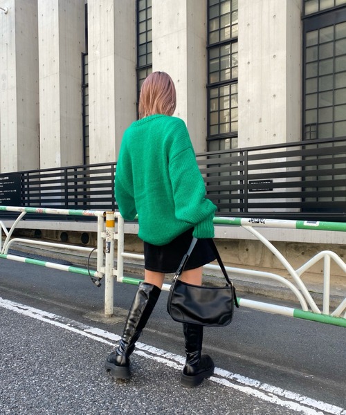 WHO'S WHO gallery（フーズフーギャラリー）の「ロービングカラーニット（ニット/セーター・レディース・パープル/グリーン/ピンク/サックスブルー・FREE）」の14枚目の写真