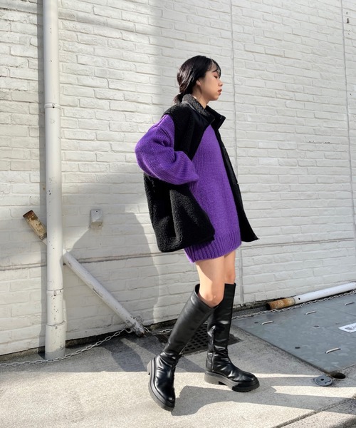 WHO'S WHO gallery（フーズフーギャラリー）の「ロービングカラーニット（ニット/セーター・レディース・パープル/グリーン/ピンク/サックスブルー・FREE）」の16枚目の写真